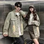 Couple Matching Washed Distressed Button-Up Denim Jacket
