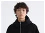 Stand Collar Plain Panel Zip Hoodie