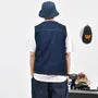 V-Neck Contrast Stitched Washed Button-Up Denim Cargo Vest