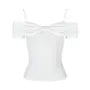 Short-Sleeve Cold-Shoulder Plain Bow Tee