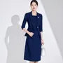 Elbow-Sleeve Peak Lapel Single-Button Blazer / Sleeveless Crew Neck Sheath Dress / Suit Pants