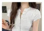 Short-Sleeve Henley Neck Plain T-Shirt
