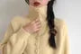 Turtleneck Button-Up Plain Cardigan
