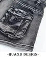 Mid Rise Washed Denim Hot Pants