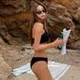 Set: Halter Plain Bikini Top + Bikini Bottom + Drawstring Cover Up
