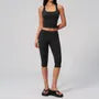 Set: Square Neck Plain Padded Yoga Tank Top + Mid Rise Slit Capri Yoga Pants