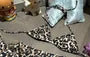 Set: Halter Leopard Print Bikini Top + Bottom + Tiered Cover Up Skirt
