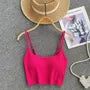 Scoop Neck Spaghetti Strap Plain Crop Cami Top