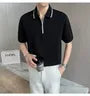 Short-Sleeve Contrast Trim Zip Polo Shirt