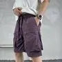 Drawstring Waist Plain Cargo Shorts