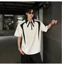 Short Sleeve Two Tone Panel Half Zip Polo Shirt