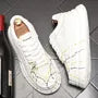 Hidden Wedge Mesh Panel Lace-Up Faux Leather Sneakers