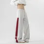 Drawstring Waist Two Tone Wide Leg Sweatpants