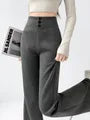 High Waist Plain Bootcut Sweatpants