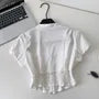 Short-Sleeve Lace Corset Crop Shirt