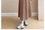 Maternity Long-Sleeve Round Neck Plain Midi A-Line Dress