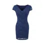 Short-Sleeve V-Neck Lace Mini Sheath Dress