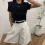 Mid Rise Washed Wide Leg Jorts