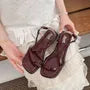 Braided Loop Toe Faux Leather Low Heel Sandals