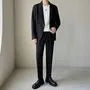 Set: Plain Single-Button Blazer + Tapered Dress Pants