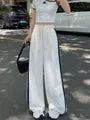 Drawstring Waist Color-Block Striped Baggy Sweatpants