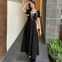 Short Sleeve Square Neck Bow Detail Maxi A-Line Dress
