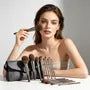 Set Of 10: Makeup Powder Brush + Foundation Brush + Fan Brush + Makeup Pouch