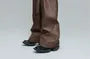 Mid Rise Plain Belted Wide Leg Dress Pants