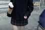 Stand Collar Plain Single-Breasted Jacket / Mid Rise Plaid Mini Pencil Skirt / Set