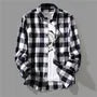 Plaid Button-Up Shirt / Short-Sleeve Crew Neck Plain T-Shirt