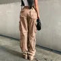 Low Rise Plain Straight Leg Cargo Pants