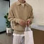 Collared Plain Half Zip Sweater / Long Sleeve Crew Neck Plain T-Shirt