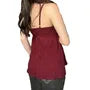 Spaghetti Strap Ruffle Trim Velvet Front Cami Top