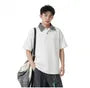 Mock Two-Piece Elbow-Sleeve Plaid Collar Polo Shirt