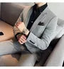 Set: Lapel Collar Plain Blazer + Tapered Dress Pants