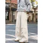 Mid Waist Plain Wide Leg Cargo Pants