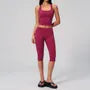 Set: Square Neck Plain Padded Yoga Tank Top + Mid Rise Slit Capri Yoga Pants