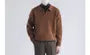 Polo Neck Drop Shoulder Plain Waffle Knit Sweater