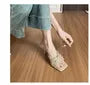 Kitten Heel Woven Knot Slide Sandals