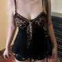 V-Neck Leopard Print Ruffled-Trim Slim-Fit Cami Top