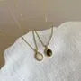 Faux Cat Eye Stone Pendant Alloy Necklace