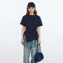 Short Sleeve Crew Neck Plain Drawstring Slim-Fit T-Shirt