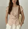 Short Sleeve Plain Asymmetric Hem Slim-Fit T-Shirt