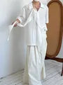 Short-Sleeve Ruffle Asymmetrical Plain Shirt