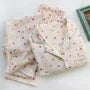 Pajama Set: Long-Sleeve Lapel Collar Dotted Button-Up Top + Pants