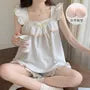 Pajama Set: Ruffle Padded Camisole Top + Shorts