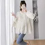 Maternity Long-Sleeve Lace Flowy Blouse