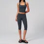 Set: Square Neck Plain Padded Yoga Tank Top + Mid Rise Slit Capri Yoga Pants