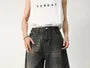 High Waist Washed Wide Leg Denim Shorts