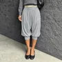 High Waist Plain Loose-Fit Capri Pants